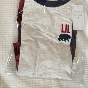 Dearfoams Lil Bear Pajama Set - White and Red